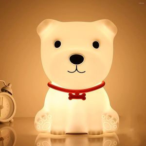 Night Lights Kawaii Puppy 7 Color Changing Lamp Dog Nightlights Rechargeable Soft Silicone Light For Baby Girl Cute Birthday Gift