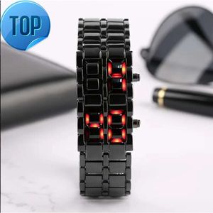 LED-Anzeige, elektronische Uhr, Neuheit, rot, blau, LED, Lava, digitale Armbanduhr für Damen und Herren