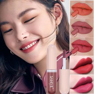 Lip gloss mini rossetto opaco rossetto a lungo durata cosmetici liquidi sexy tinta rossa colorazione donna trucco di bellezza coreano