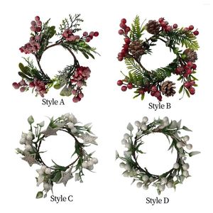 Dekorativa blommor Candle Garland Ring Christmas Door Wreath Decoration Front For Xmas Window Wedding Home Decor