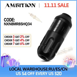 Tattoo Machine Ambition Rotary Stroke 40mm Permanent Makeup Pen Coreless Motor Grip RCA Interface For Body Art 231110