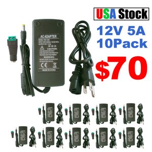 Adattatore di alimentazione CA CC a 3 poli 12V 5A 60W Spina USA, spina 5,5x2,1mm Spina 2,5 mm Trasformatore di commutazione alimentazione CA 100-240 V a CC 12V Convertitore di alimentazione 12V 5A usastar