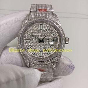 Foto de relógio de diamante de 2 estilo para homens 41mm Sapphire Crystal Full Diamond Dial Bracelet 904L Aço 116334 TW 2824 MOVIME