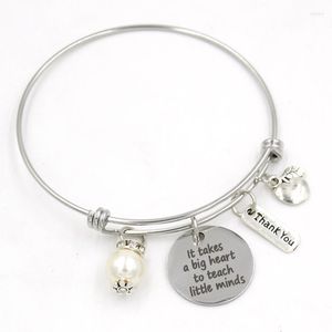 Charm Bracelets Arrival Teachers Gifts Stainless Steel Expandable Bangle Zinc Alloy Thanks Charms Bracelet&Bangle Pulsera