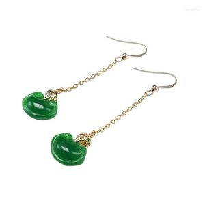 Dangle Küpe Jade Ruyi Kadın Taş Taşları Doğal Takı Hediyeleri Muska Hediye Jadeite Charm 925 Gümüş Taş Musetetler Yeşil