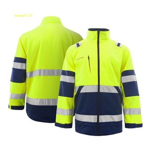 Men's Winter Hi Vis Outdoor Fleece Soft Jacket Reflective Strip Jacket Work Safety Clothes Outdoor Coat