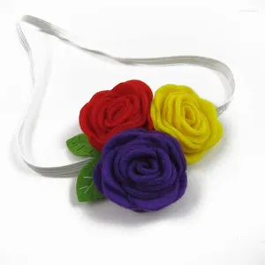 Haarspangen 12 teile/los Geboren Stirnbänder Filz Blumen Zubehör Für Kinder Rose Blume Elastische Baby Mädchen