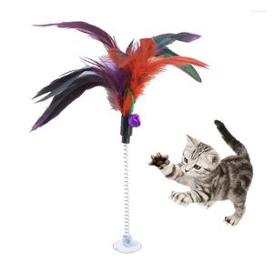Cat Toys Feather Colorful Kitten Wand Teaser Turkiet Roligt spelträning för katter Valpdjurstillbehör