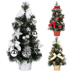 Juldekorationer 40 cm träd med LED -lampor Xmas bordsskiva miniatyr konstgjord prydnad för hemdekoration tall 231113