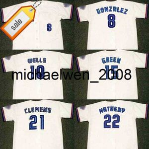 Mich28 Men 8 Alex Gonzalez 10 Vernon Wells 15 Shawn Green 21 Roger Clemens 22 Mike Matheny 1999 Baseball Jersey