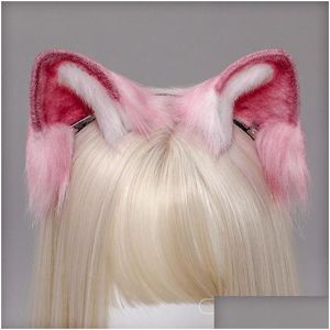 Outros acessórios de moda Mascote Boneca Traje Headwear Orelhas de Gato Cão Mti-Color Animal Ear Clip Lolita Wolf Hair Band Dual-Use Accessori Dhk3R