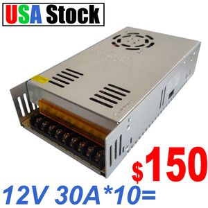 12V 30 A DC Power Supply Universal Regulated Switching AC to DC Converter AC DC110V/220V LED Driver Low Voltage Transformer for CCTV 3D Printer LED Driver usastar