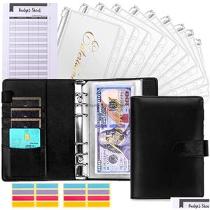 Archivierung liefert Großhandel A6 Pu-Leder Budget Binder Notebook Finanzmanagement Planer Organizer mit 12 Stück Reißverschluss Cash Envelo Dhluj