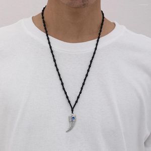 Anhänger Halsketten Vintage Handgemachte Perlenkette Halskette Edelstahl Geschnitzte Wolf Zähne Männer Hip Hop Schmuck Zubehör