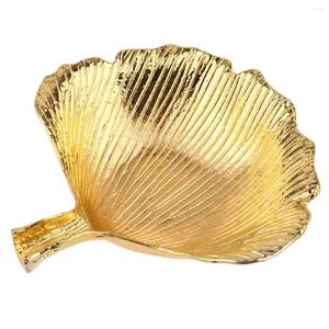 Jewelry Pouches Leaf Shaped Dish Tray Alloy Ring Necklace Bracelet Holder Trinket Display Snack Dessert Serving Plates Sugar Store