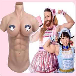 2023擬似乳房胸筋のための人工雌マネキン胸筋肉クロスドレス男性シリコンボディビルディングe183