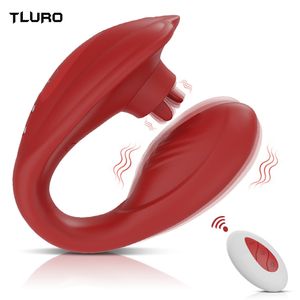 Vibrators Remote Control Butterfly Vibrator for Couples with Tongue Licking Wireless Clitoris Stimulator Sex Toys Adult Goods for Women 230413