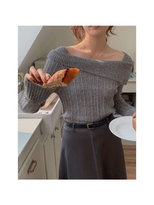 Women's Knits Tees Song Ming Gentle and Pure Desire for Wind Oneshoulder Sweater Spring Cashmere Women's W335A 230412