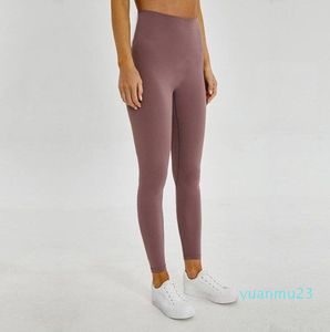 Lycra Fabric Color Solid Women Yoga Pants High Sports Sports Gym Wear Pernelas Elastic Fitness Lady Lady Outdoor Sports Troushers 66