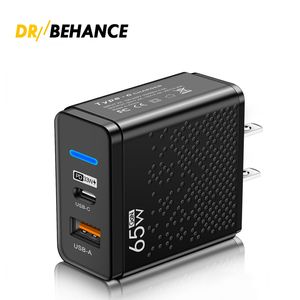 Gan 65W Fast Charger USB C Зарядное устройство PD Quick Charge для iPad Xiaomi Samsung iPhone Зарядное устройство для сотового телефона QC3.0 Адаптер настенного зарядного устройства