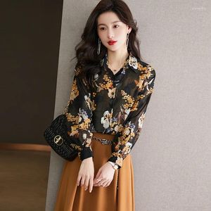 Women's Blouses Light And Thin Luxury French Style Korean Top Sheer Shirt Clothes Ladies High Quality Long Sleeve Shirts Female