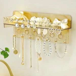 Jewelry Pouches Acrylic Storage Box No Punching Hanging Wall Holder Necklace Organizer For Earring Display Rack Large Capacity