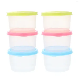 Depolama Şişeleri 6 PCS Plastik Kutu Bento Konteynerler Mini Hakk Edeleştirme Bardakları Taşımacılık Taşınabilir Sos Plakası PP Puding Bebek