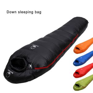 Sacos de dormir muito quentes brancos de ganso preenchidos para adultos estilo múmia saco de dormir adequado para inverno térmico 4 tipos de espessura acampamento viagem 231113