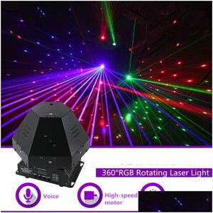 Illuminazione laser Mini 360 gradi 11 occhi Rgb rotante Dmx Movimento fascio Gobo Luce Home Gig Party Dj Stage Sound 360R Luci di consegna goccia Otkz6