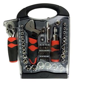 Freeshipping 45 Stück 1/4 Zoll und 3/8 Zoll Antrieb Stubby Handwerkzeuge Set Steckschlüssel Schraubendreher Autoreparatur Hand Combo Tool Ein Satz Bnwtu