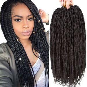 Box Braids Crochet Hair 18 inch Box Braiding Hair Extensions 3X Kanekalon Braided Crochet Hair for Black Women 22 Strands/Pack