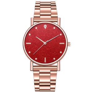 Ladies Watches Quartz Movement Gold Watch Stainless Steel Strap Glass Waterproof Orologio di lusso color1 Red Watch