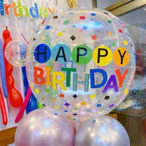 Partydekoration Alles Gute zum Geburtstag Bunte 4D-Luftballons Runde Folie Balon Helium Aufblasbare Babyparty Kinderspielzeug Liefert Transparenter Ballon