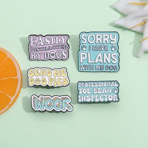 Brooches Pin for Women Men Funny Badge and Pins for Dress Cloths Bags Decor Cute Letter Dog Enamel Metal Jewelry Gift for Friends Wholesale