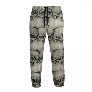 Calças masculinas casuais jogger crânios e papel velho homens fitness ginásios ao ar livre sweatpants calças masculinas