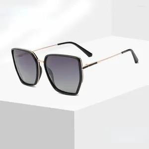 Sunglasses Metal Square Multi-sided Women's Advanced Sense Black All-in-one UV Shading Polarizing Men Glasses Women