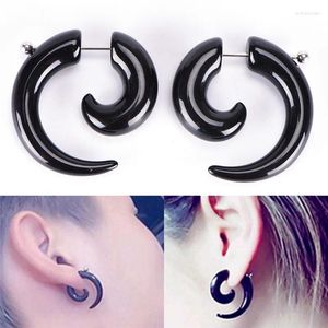 Brincos de parafuso prisioneiro 1 par personalidade punk acrílico preto caracol forma para homens/mulheres moda jóias bijoux