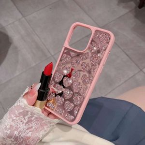 Роскошная любовь сердце алмазное зеркало телефона для iPhone 14 Pro Max 13 12 Fashion Flash strinestone Bling Glitter Ladies Cover Antip Drop Shockper 1 шт.