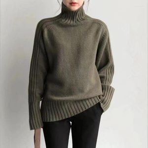 Kvinnors tröjor eleganta kvinnor långärmad Turtleneck varma tröjor