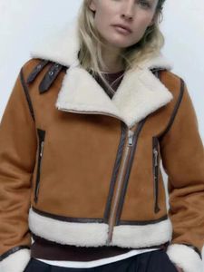 Couro feminino 2023 outono inverno jaqueta moda pele artificial integrado topos simples swt legal curto macio casacos quentes