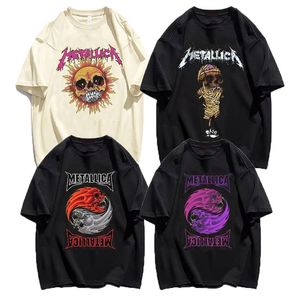 Men's T-Shirts Metal Rock Band Mens T Shirts Graphic Vintage Cotton Oversized Hip Hop Streetwear Heavy Music Tees Punk Y2k Short Sleeves 230412