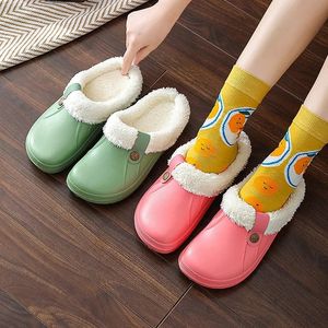 Slippers Comwarm Indoor Women Warm Garden Shoes Soft Waterproof EVA Plush Female Clogs Couples Home Bedroom Fuzzy 231113