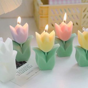 Scented Candle Tulip Flower Shape Scented Candle Paraffin Wax Aromatic Candle Creative Photo Props Wedding Birthday Party Decoration P230412