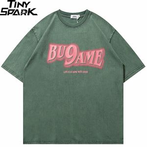 Mens Magliette Uomo Streetwear Maglietta Lettere Grafica Retro Vintage Verde Maglietta Cotone Harajuku Maglietta Estate Hip Hop Top Tees Pantaloni a vita bassa 230413