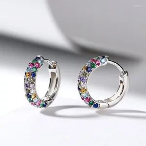 Hoop Earrings Luxury Multicolour Cubic Zircon Mini For Women Small Circle Exquisite Earring Accessories Daily Wear Jewelry