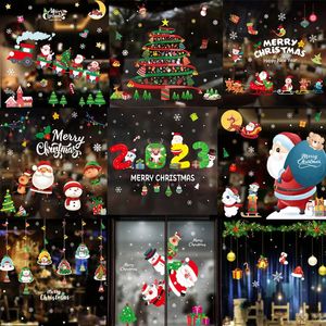 Window Stickers Adhesive Stickers Christmas Decoration Electrostatic Window Shop Atmosphere Layout Traceless Colored Glass Door 231110