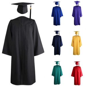 Cappelli da festa 2021 Abito da laurea per adulti Manica lunga Abiti accademici universitari Chiusura con zip Taglie forti Abito da laurea Abito Mortarboard-Cap W0413