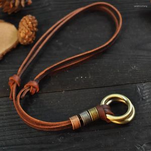 Pendant Necklaces 2023 Fashion Black Leather Rope Chain Choker Vintage Hoops Necklace Colar Women & Pendants Big Circle Collier