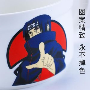 Skålar keramisk snabb nudel skålstudent ninja japansk anime cup med lock lunchlåda mikrovågsugn