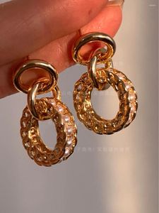 Dangle Earrings LONDANY Earings Ins Glass Beads With 3-Ring Design Embedded In Circles